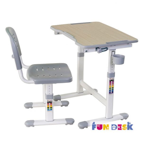 Комплект FunDesk растущая детская парта и стул Piccolino II Grey